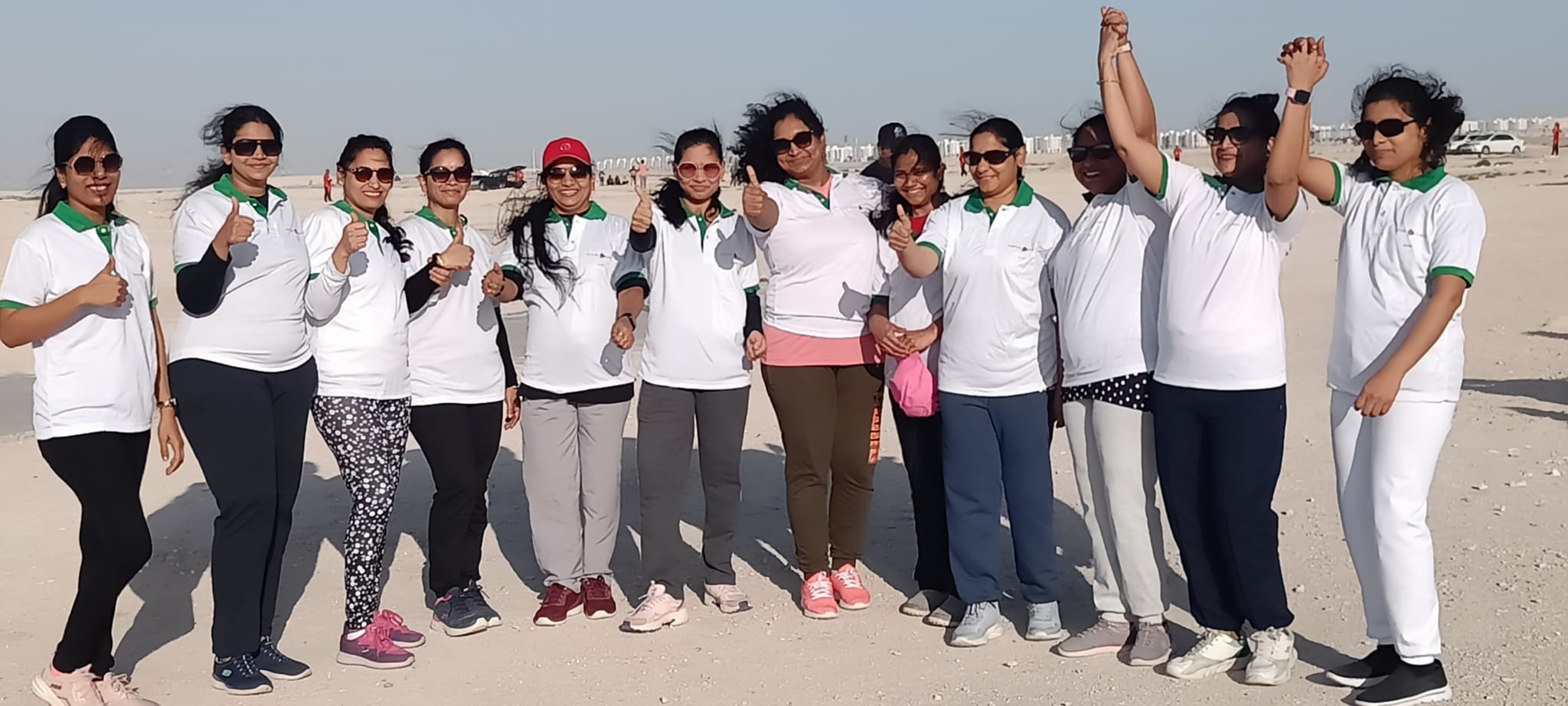 TSA Ladies - White Green Team Thumbs Up
